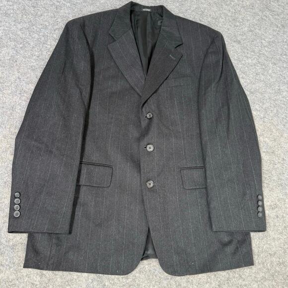 Oscar De La Renta Mens Vested Gray Pinstriped Suit Jacket - Picture 1 of 11